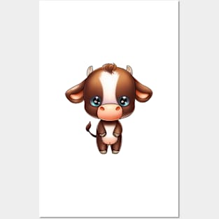 Cute Baby Cow Cartoon Posters and Art